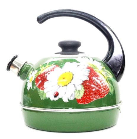 Kettle 2.5l T04/25/07/05 green "Strawberry with chamomile" (decor-stainless steel)